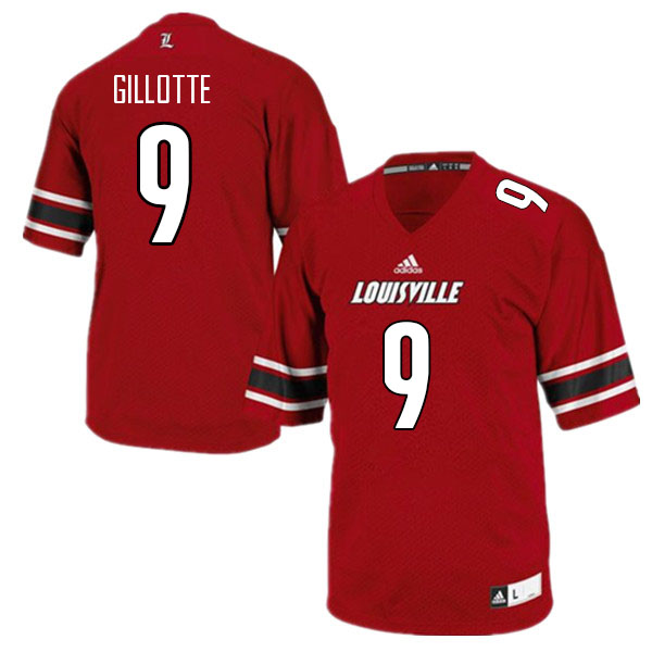Men #9 Ashton Gillotte Louisville Cardinals College Football Jerseys Sale-Red - Click Image to Close